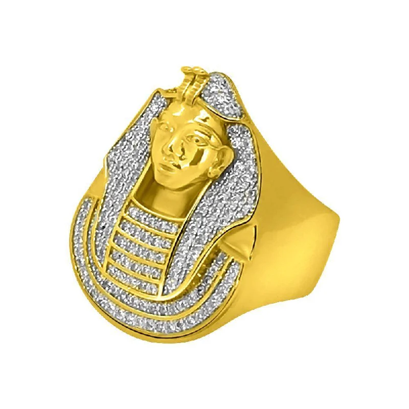 Engagement Ring with Sapphire Halo-Gold .925 Sterling Silver CZ Pharaoh Ring