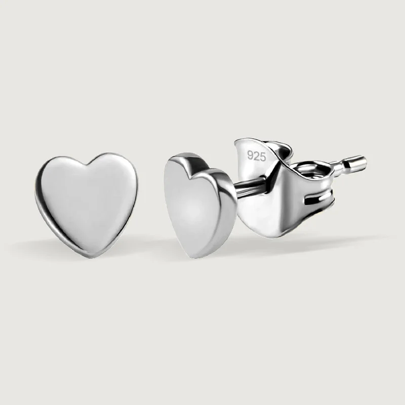 Designer Silver Earrings-Little Heart Stud Earrings