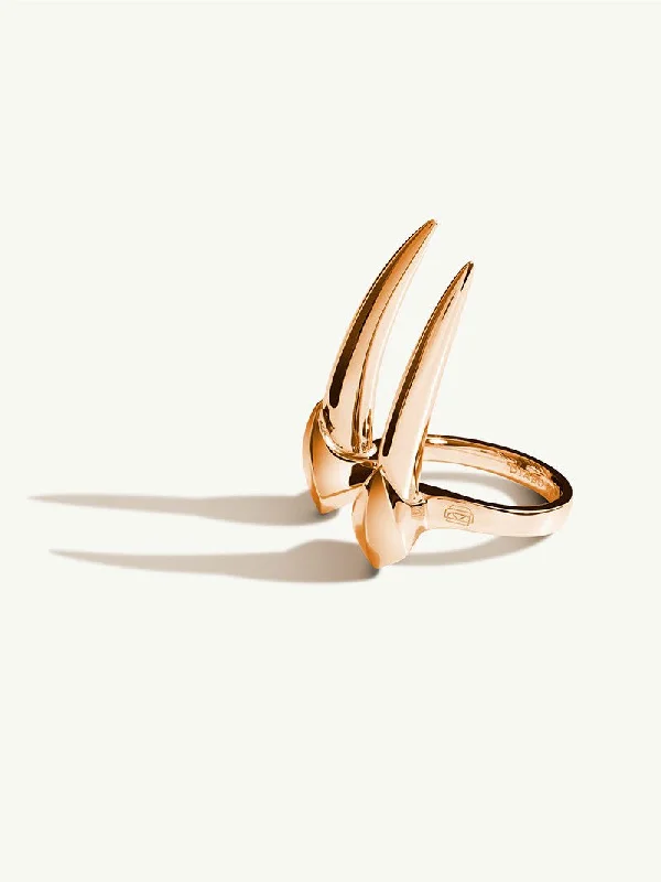 Vintage Wedding Ring-Damian Brevis Horn Talisman Ring In 18K Rose Gold