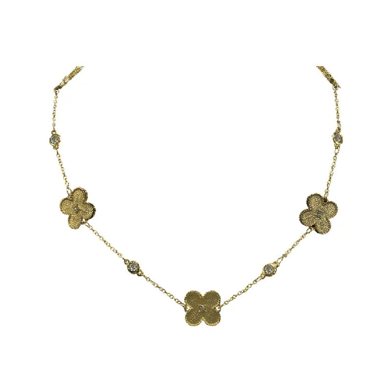 Silver Choker Necklace-Clover Neckalce