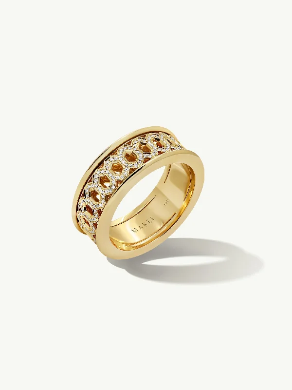 Bold Statement Ring-Amanti Infinity Spinning Ring With Pavé-Set Brilliant White Diamonds In 18K Yellow Gold