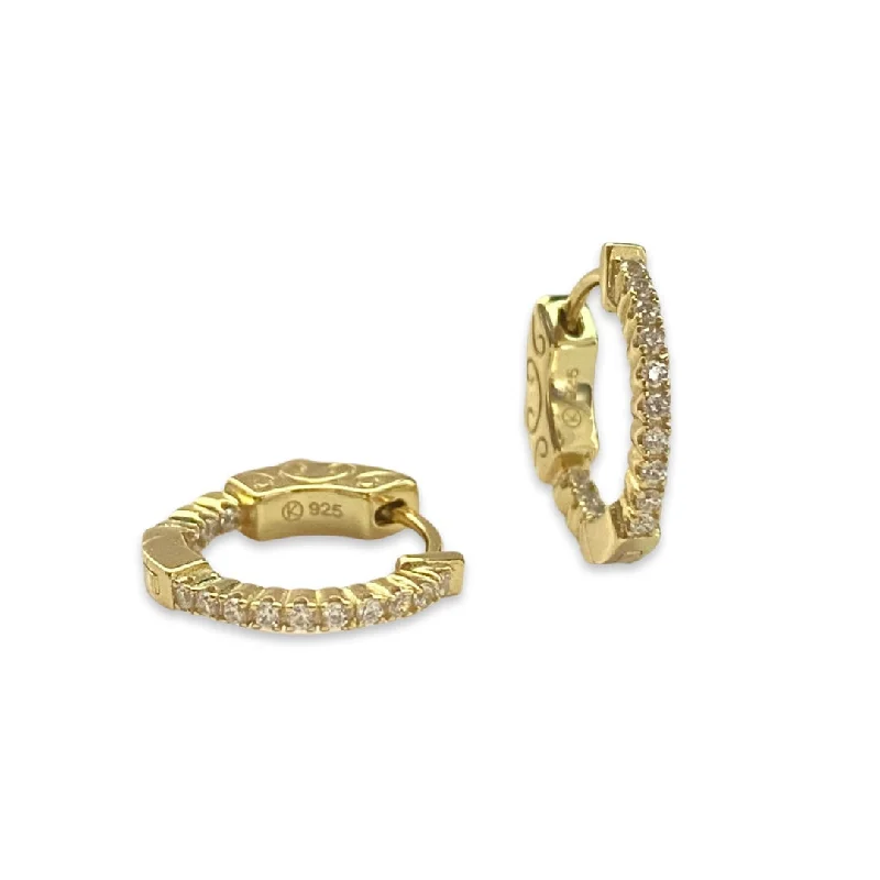 Luxury Bridal Earrings-French Clasp Pave 0.6” Tiny Hoop