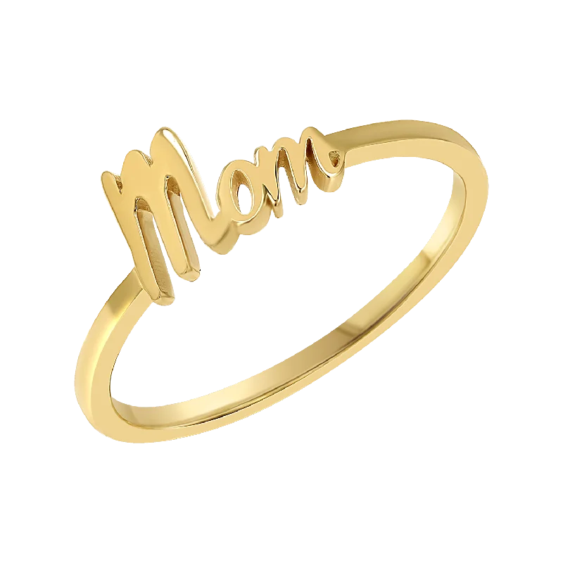 Custom Birthstone Ring for Mom-Script Mom Ring