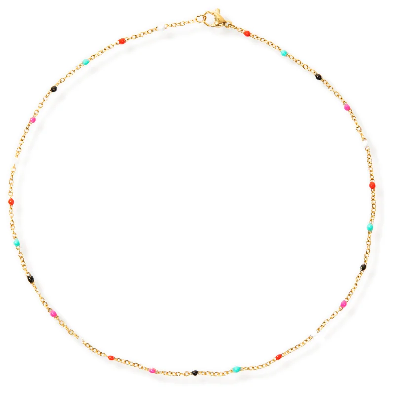 Vintage Bar Necklace-Gwen Colorful Dainty Enamel Beaded Necklace