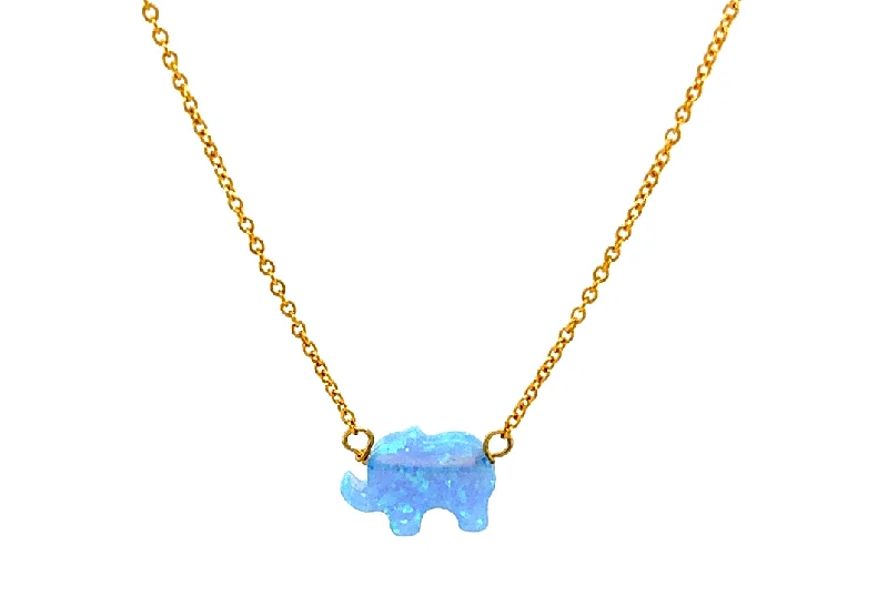 Unique Silver Necklace-bara boheme | Small "ELEPHANT" Opal Necklace