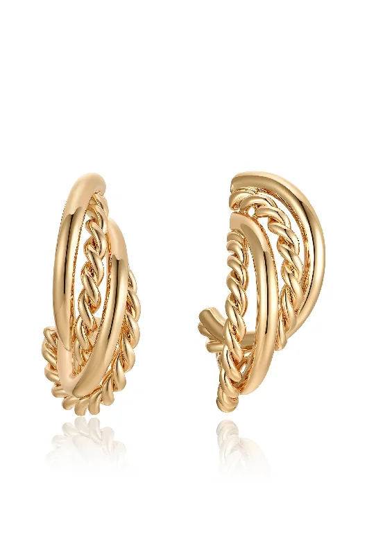 Shiny Stud Earrings-Twists and Turns Hoop Earrings