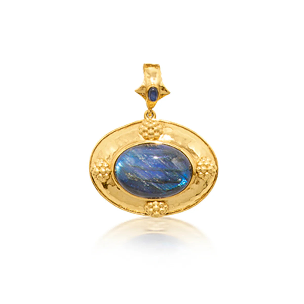 Small Gold Necklace-Cleopatra Pendant - Blue Labradorite