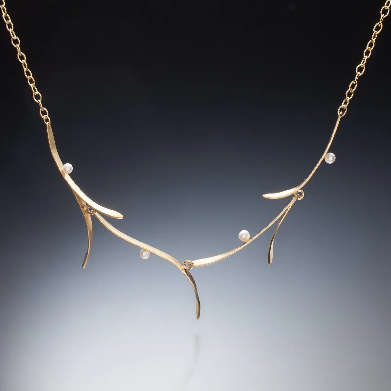 Elegant Pearl Necklace-Branch Necklace (gold)