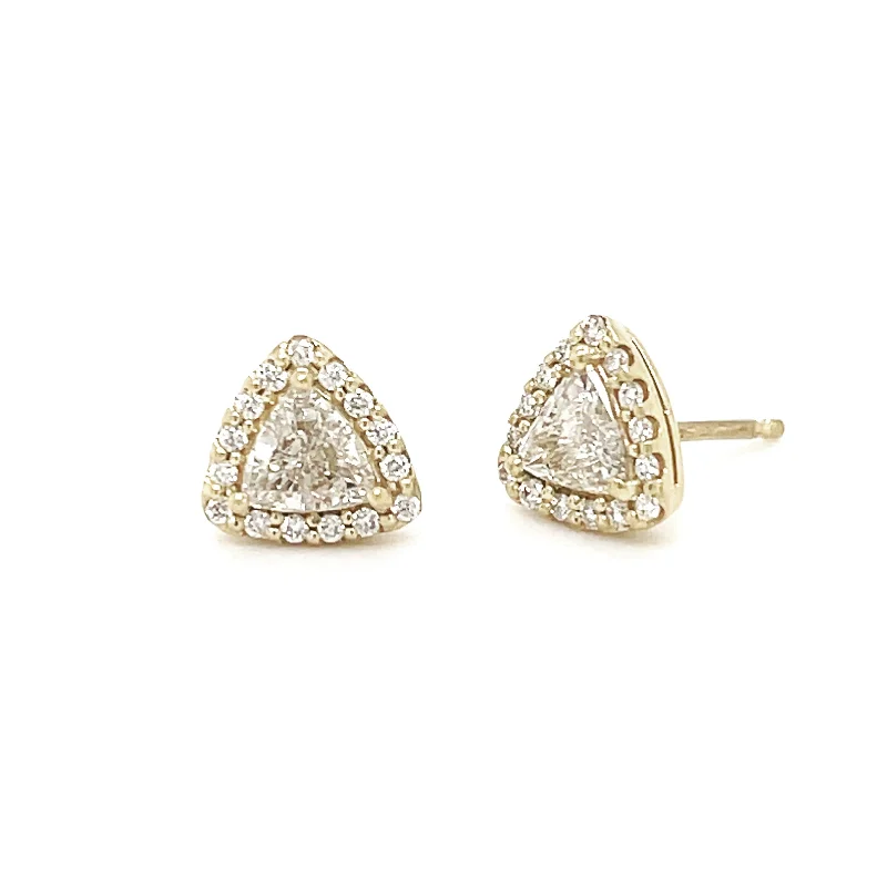 Beautiful Pearl Earrings-Trillion Pave Diamond Studs