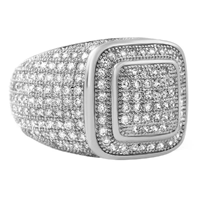 Classic Wedding Band Set-Classy Rhodium CZ Bling Bling Ring