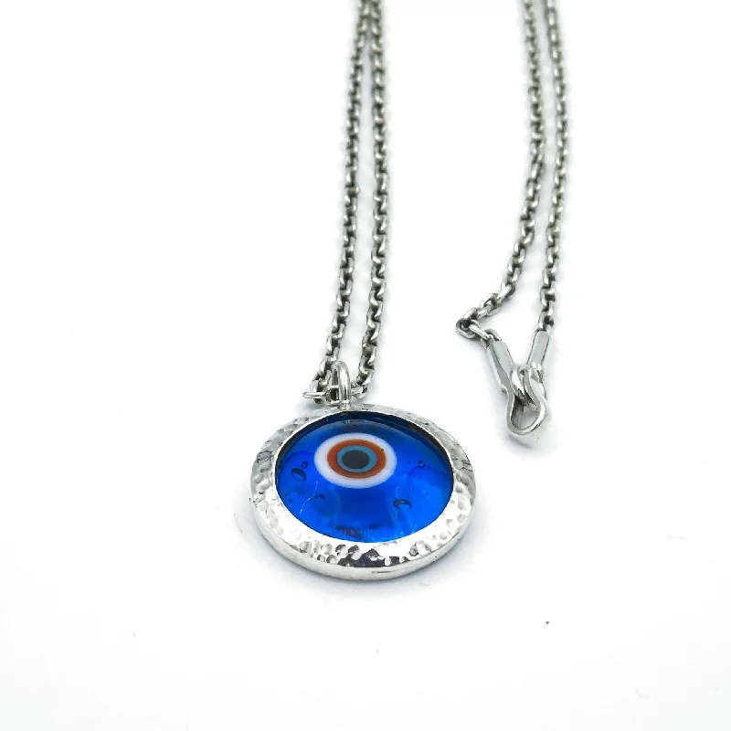 Layered Pearl Necklace-Evil Eye Murano Glass Pendant Necklace