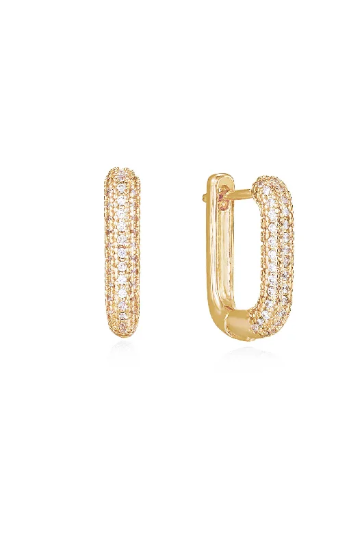 Elegant Wedding Earrings-Petite Pave Huggie Earrings