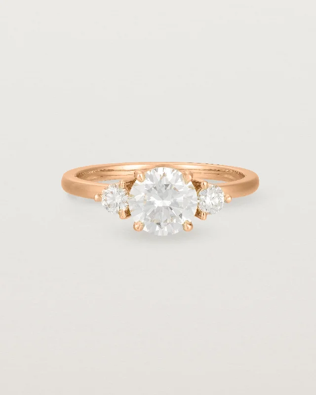 Vintage Engagement Ring-Petite Una Round Trio Ring | Laboratory Grown Diamonds