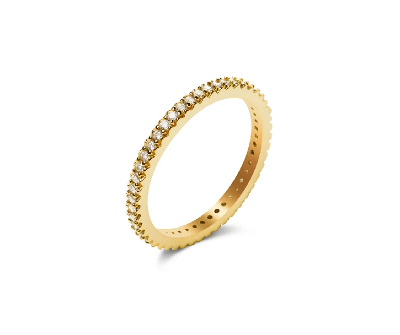 Simple Silver Ring-Yellow Gold Band