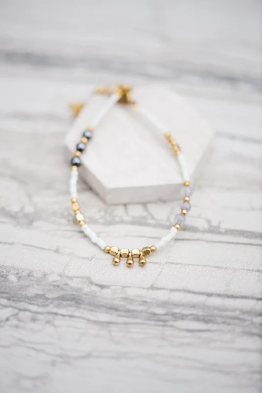 Gold Leaf Bracelet-White and Gold Droplet Bracelet