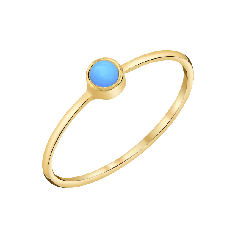 Gold Wedding Ring Set for Men-Turquoise Solitaire Ring