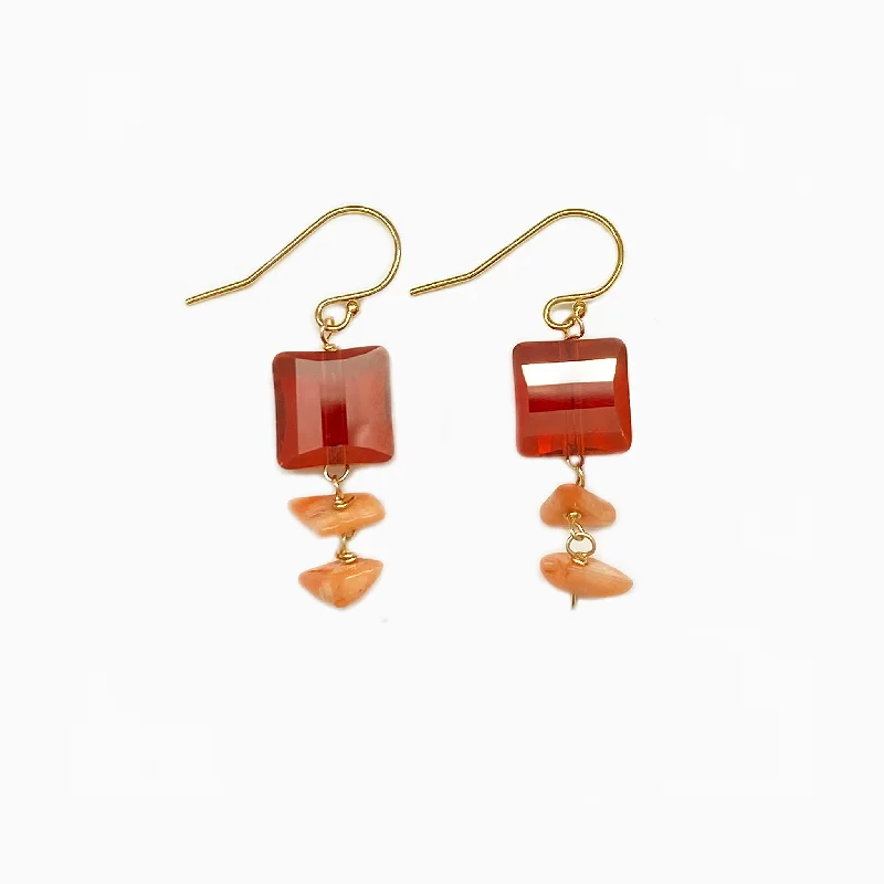 Bridal Hoop Earrings-CORAL DANGLING