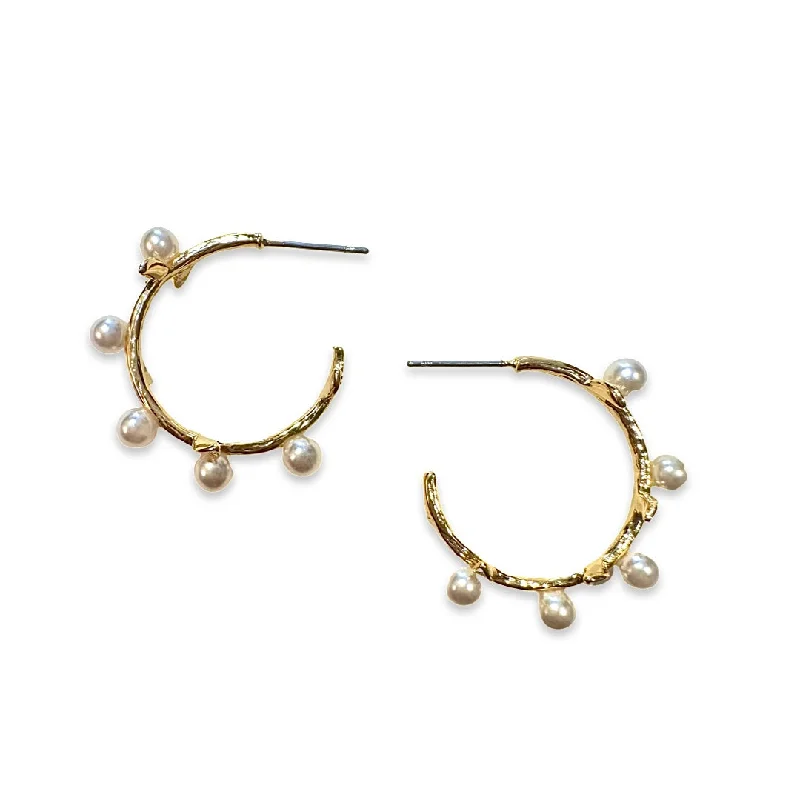 Black Diamond Earrings-Pearl Vine Hoop Earrings