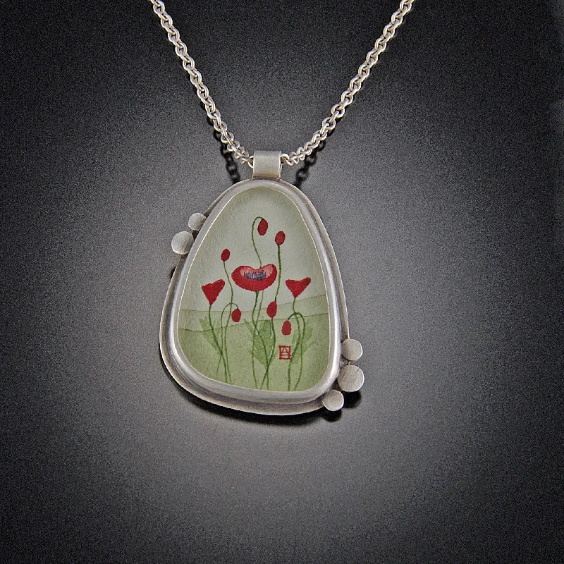 Fashion Gemstone Necklace-Large Organic Poppy Necklace