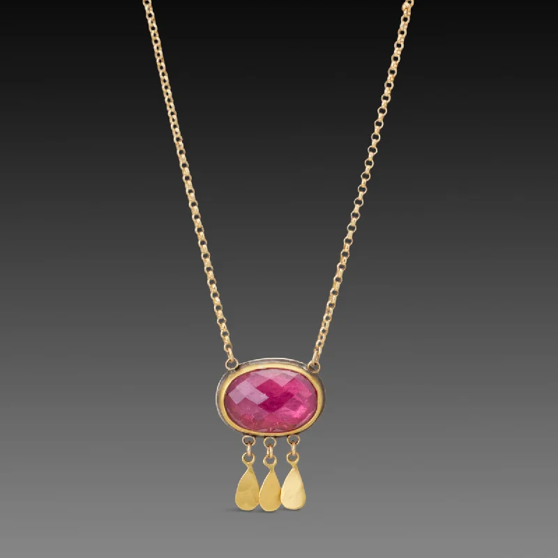 Custom Charm Necklace-Pink Tourmaline Fringe Necklace