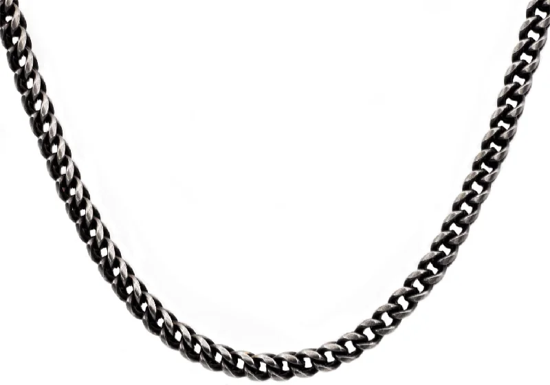 Adjustable Necklace for Women-Mens Antique Plated Stainless Steel Franco Link Chain Necklace