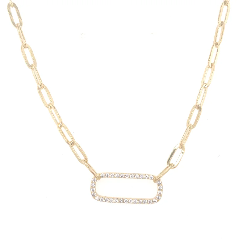 Geometric Crystal Necklace-Thick Paperclip CZ