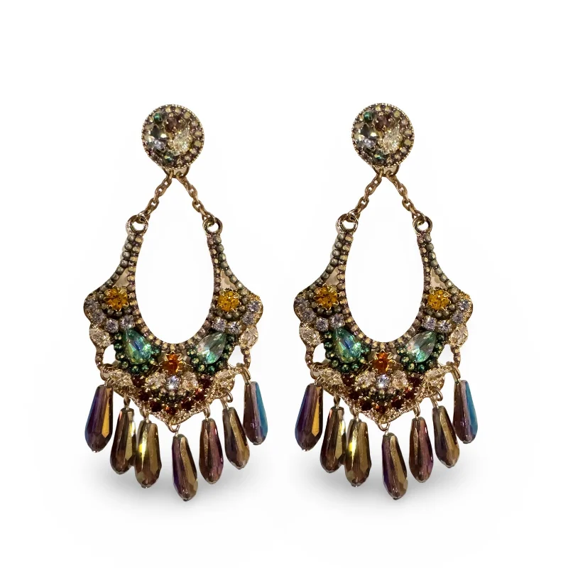 Funky Pearl Earrings-Krista Crystal Tassel Statement Earrings