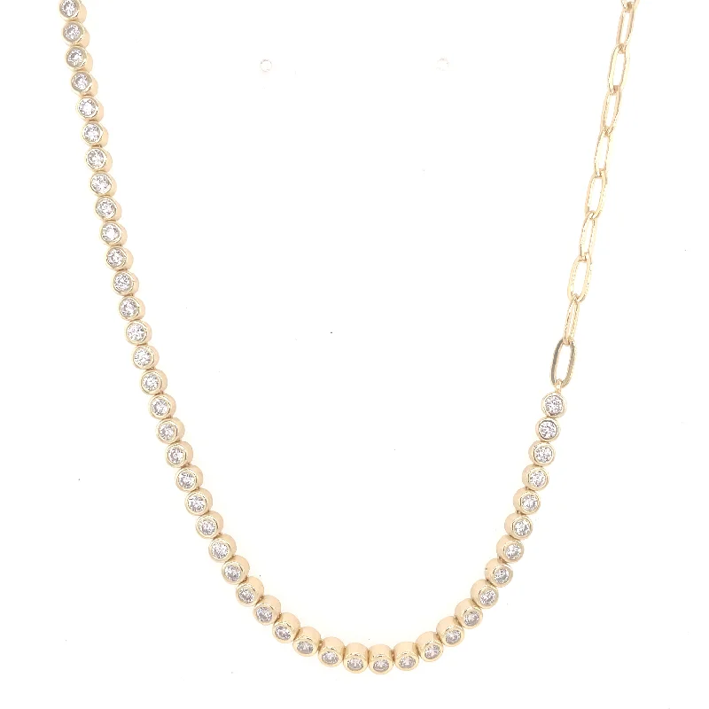 Classic Chain Necklace-Bezel Half Chain