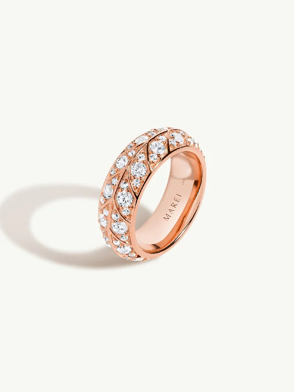 Women’s Gold Engagement Ring-Palmyra Eternity Band With Brilliant White Diamonds In 18K Rose Gold, 8mm