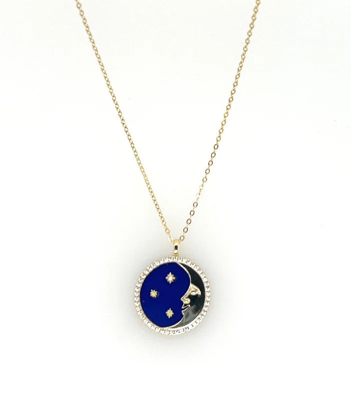 Dainty Beaded Necklace-MOON MEDALLION "MYSTERIOUS" NECKLACE