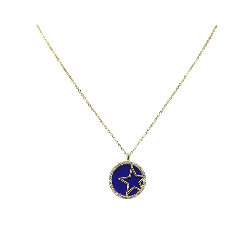 Classic Silver Necklace-Gold and CZ "Midnight Star" Necklace