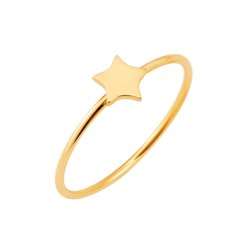 Classic Wedding Band with Diamonds-Shapes Moyen Star Ring