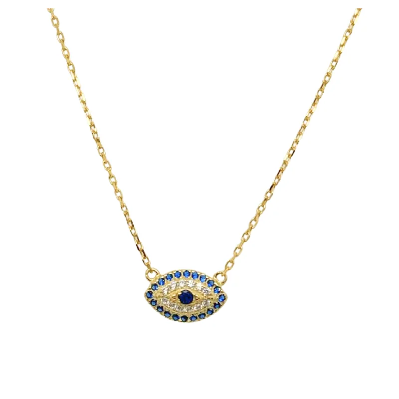 Personalized Silver Necklace-"LOKI" Evil Eye Sapphire Necklace