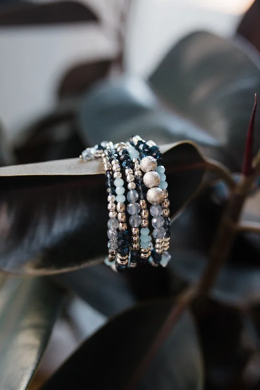 Boho Silver Bracelet-Night Sky Multi Wrap Bracelet