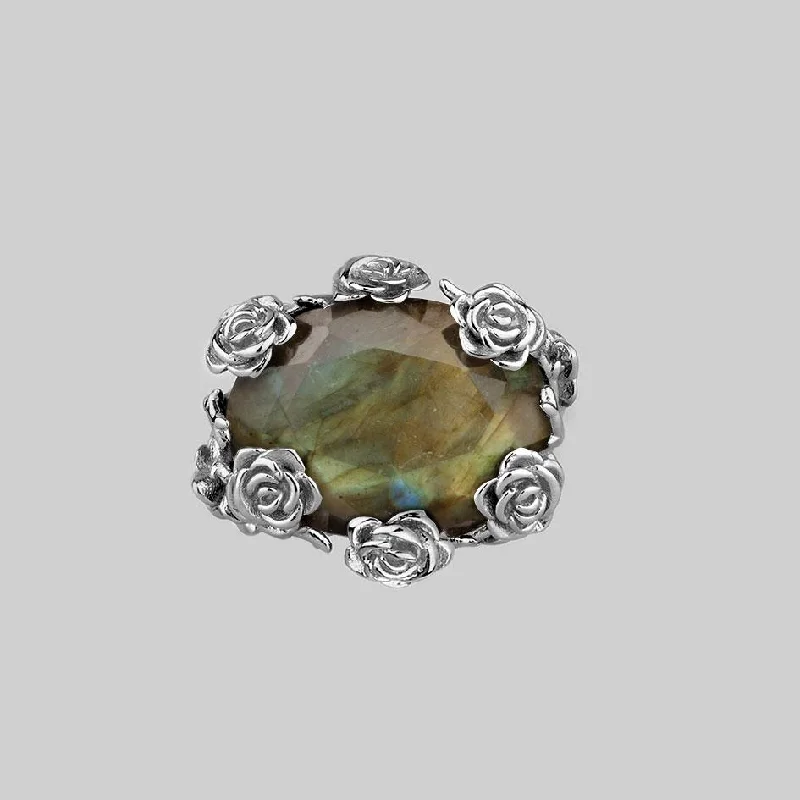 Customized Engagement Ring Set-UTOPIA. Silver & Labradorite Roses Ring