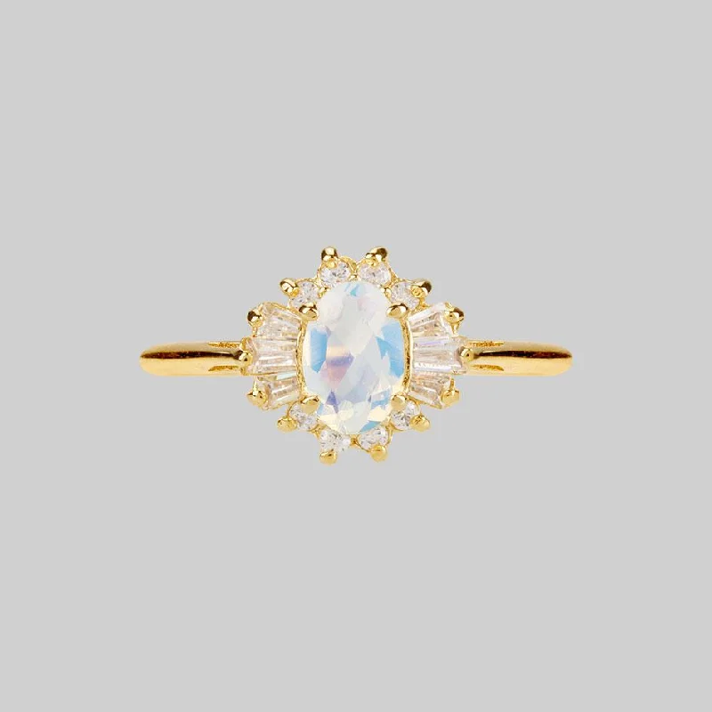 Engagement Ring with Sapphire Halo-AURELIA. Opal Cluster Gold Ring