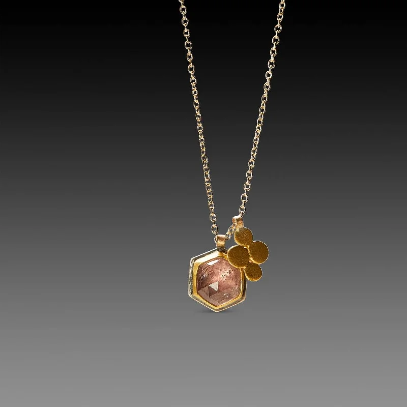 Heart Shaped Necklace-Pink Sapphire Necklace with 22k Gold Charm