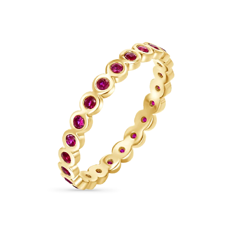 Gemstone Engagement Ring-Ruby Bezel Eternity Band