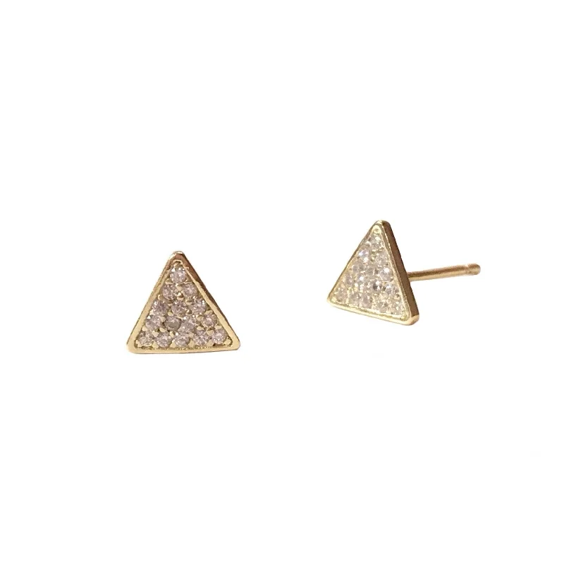 Gemstone Drop Earrings-Triangle Pyramid CZ Studs