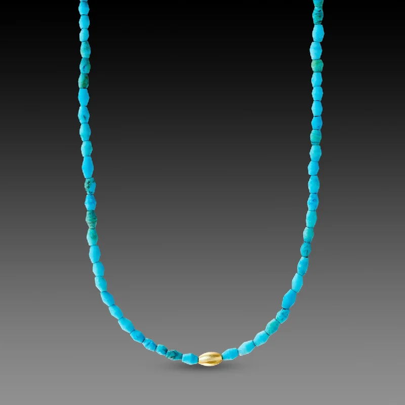 Double Pendant Necklace-Egyptian Faience & Gold Necklace