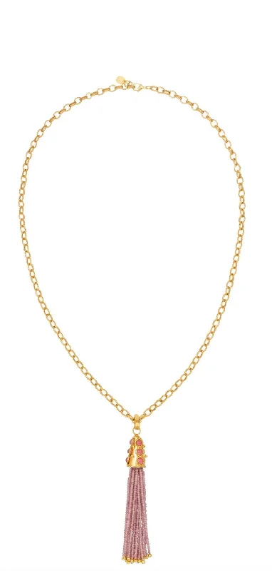 Gold Twist Necklace-Gio Pink Jade Necklace