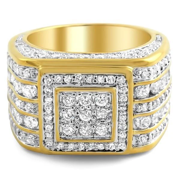 Sapphire Diamond Ring-Gold .925 Silver Godfather CZ Bling Bling Ring