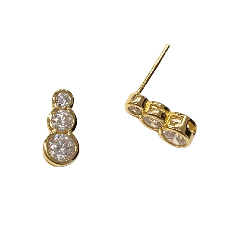 Gemstone Stud Earrings-Amy Triple Bezel Studs