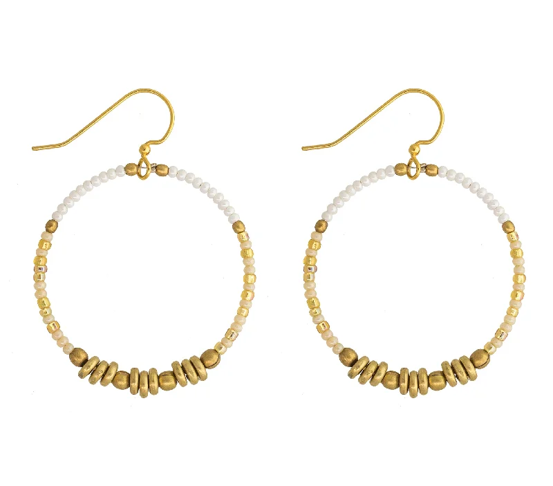 Luxury Bridal Earrings-<br> Colorblocked Brass Hoops <br> Honey