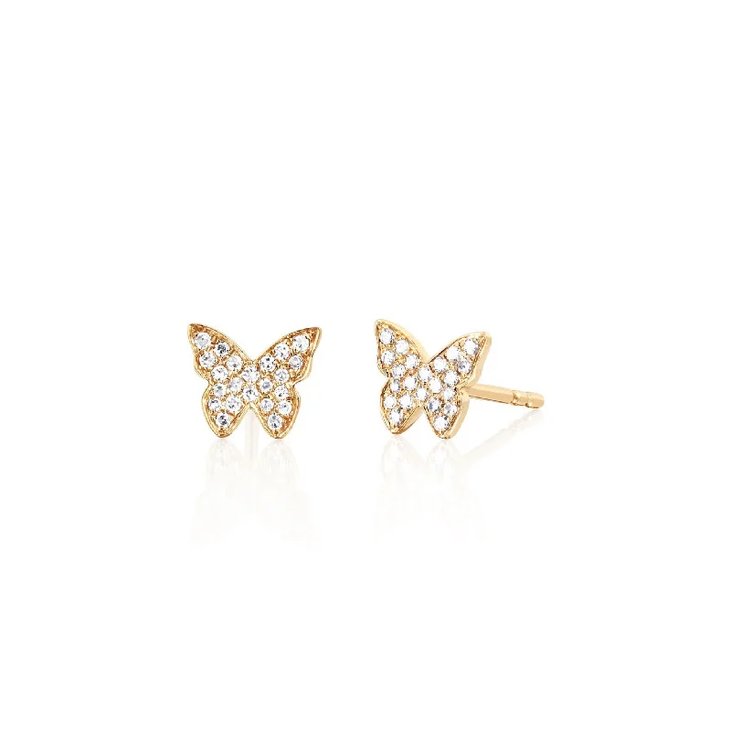 Bridal Gold Earrings-Butterfly Diamond Studs (Pair)