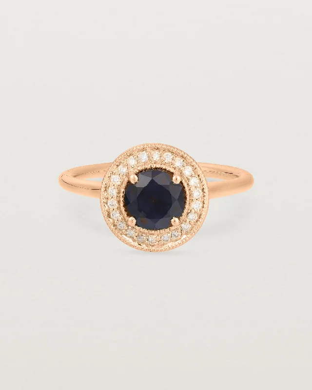 Unique Wedding Ring-Imogen Halo Ring | Australian Sapphire & Diamonds