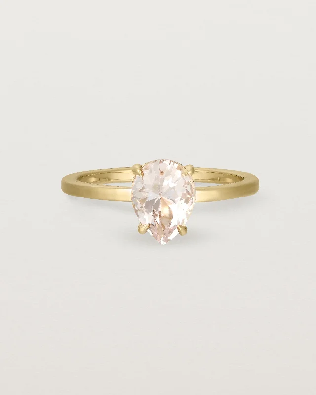 Handmade Promise Ring-Una Pear Solitaire | Morganite