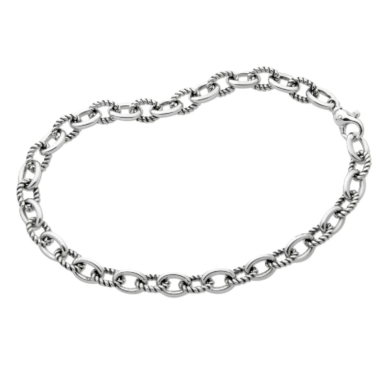 Long Silver Chain Necklace-Twisted Link Necklace