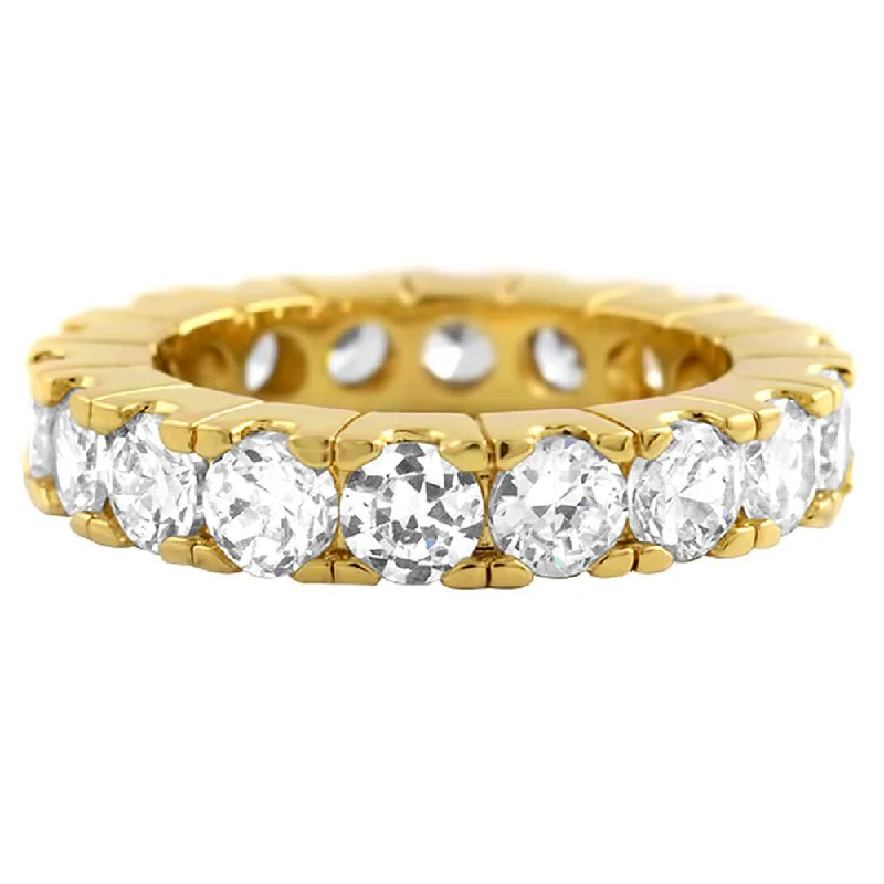 Custom Handmade Ring-Gold Eternity 4MM CZ Bling Bling Ring