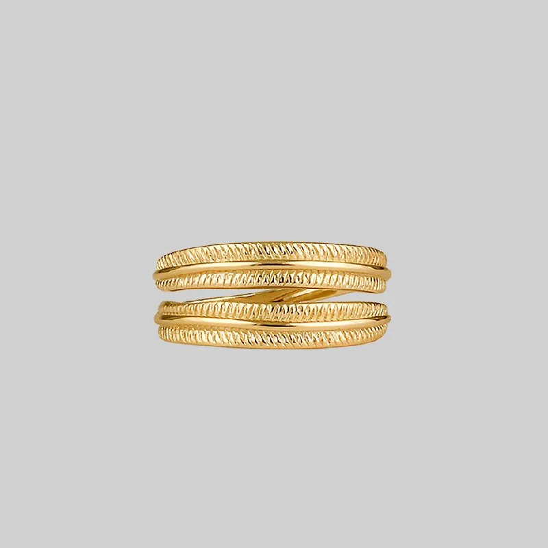 Personalized Wedding Ring Set-AWAKEN. Feather Wrap Gold Ring